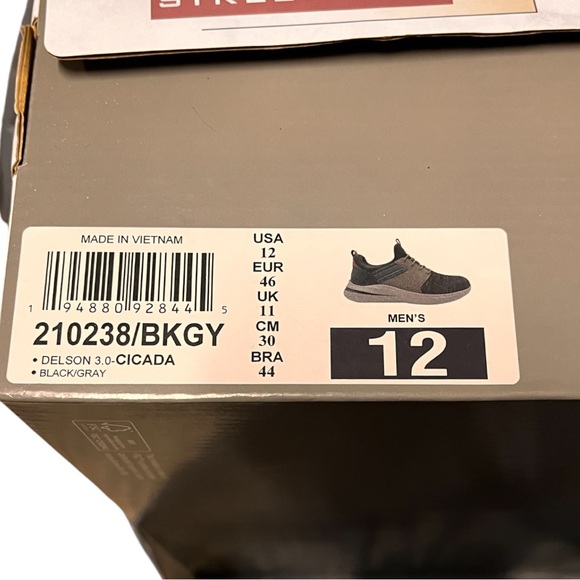 Skechers Delson 3.0 Cicada Sneaker 210238 Black Gray 9.5 12 NEW - Picture 7 of 7